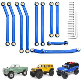 HobbyPark High Clearance Links Set Steering Rod Tie Upgrades for Axial SCX24 C10 AXI00001 Wrangler JLU AXI00002 Bronco AXI00006 1/24 RC Crawler Car (Blue)