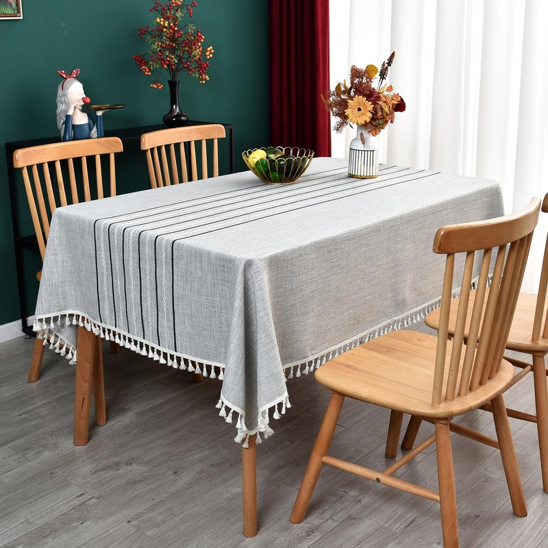 Yofori Cotton Tablecloth Rectangle with Tassels, for Dining Decor or