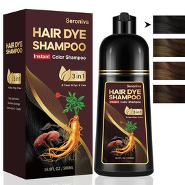 Hair Dye Shampoo 3-in-1: Instant Hair Color Shampoo for Gray Hair - Ideal for Women & Men, Long-Lasting Dye Shampoo for Color Treated Hair, Champu Para Canas, Easy to Use, 500 Ml (Chestnut Brown) - Color: black