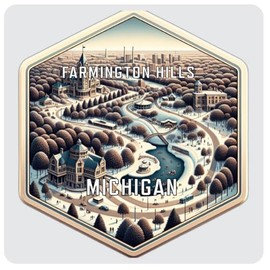 Farmington Hills Michigan Travel Destination Travel Destination Souvenir 4x4-Inch Coaster Acrylic 4 Pack