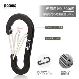 Booms Fishing CC5 Aluminum Alloy Carabiner Ultra Lightweight Carabiner 2.8 inches (7 cm) Length, Black, 10 Pcs