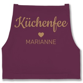 Geschenk mit Namen personalisiert by Shirtracer - Apron - Cooking Apron Women - Kitchen Fairy with Name I Gift Chef I Gift Cooking, 01 Aubergine