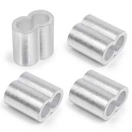 Jamiikury 4pcs M12 Aluminum Cable Crimps, Crimping Loop Sleeve Wire Rope Sleeves, Metal Double Barrel Ferrules for Wire Rope End