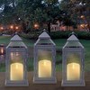 Elements Gray Metal Lanterns Set of 3-12 Inch Decorative Candle
