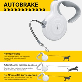 Active Brake Dog Lead 5 m Heavy Lead for Medium and Large Dogs Suitable for Dogs up to 60 kg Weight