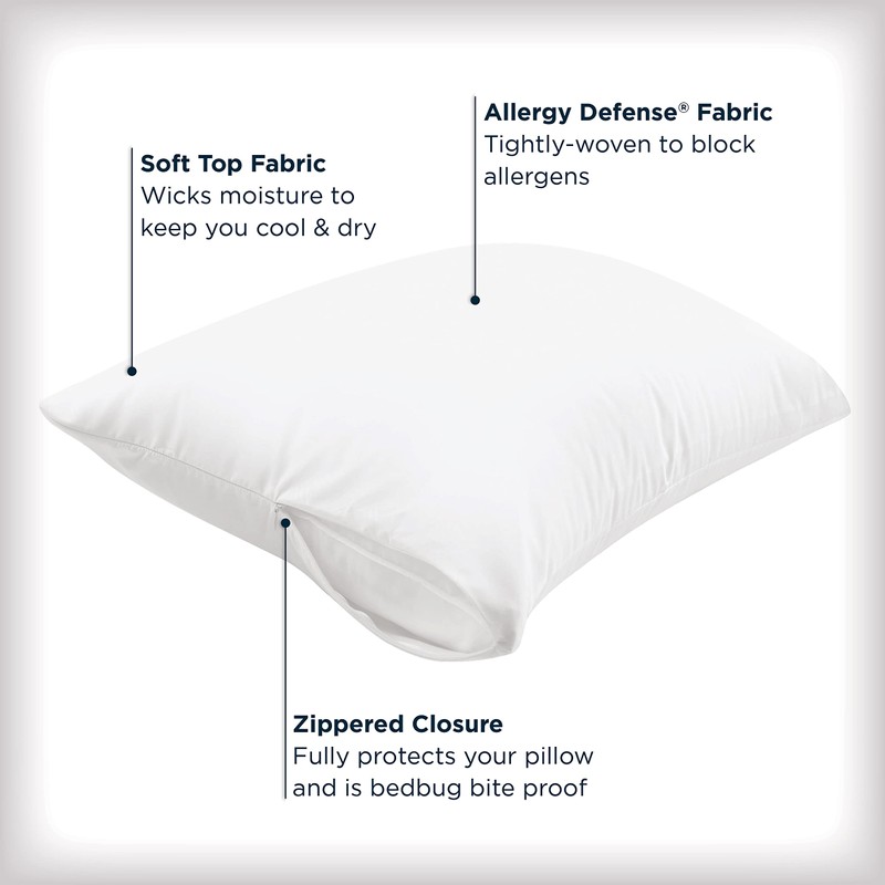 AllerEase Maximum Pillow Protectors, Standard/Queen, 4 Pack