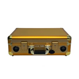 MANE TAME Barber Case – Executive Mobile Barber Station- Gold - Includes Speakers and Combination Locks