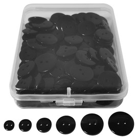 500 Pcs Black Buttons with Storage Box 9mm, 10mm, 11mm,15mm, 18mm and 20mm Smooth and Round Buttons -Ideal for Sewing, Crafting, DIY Cards and Ornaments -
