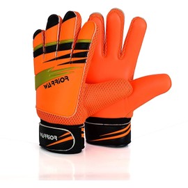 warrior gears Goalkeeper Gloves Kids, Football Goal Keepers Gloves for Kids, Goalie Gloves Kids with Double Wrist Protection, Kids Junior Goalkeeper Gloves - Orange, 3 - For 5-6 Years Kids
