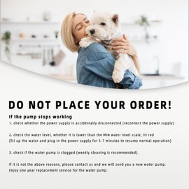 Dog Water Fountain Water Pump, for PETDOTT Large Dog Water Fountain for Large Dogs, Stainless Steel Dog Fountain Pump, Quiet and Safe