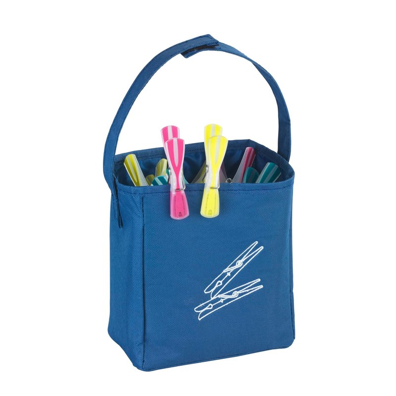 WENKO Clothes peg Bag, Polyester, Blue, 10 x 17 x