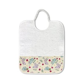 Panini Tessuti, Bib Holder Made of Pure Cotton Terry Cloth with Elastic Band for Feeding Lunch Snack in Nursery Size 28 x 33 cm Fancy Rabbit