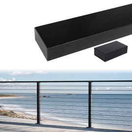 Muzata 8ft Black Aluminum Cable Railing Handrail Rectangular HL10