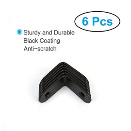 sourcing map 6 pcs. 90 Degree Shelf Bracket Angle Bracket Stainless Steel Metal Bracket 20 x 20 mm Black