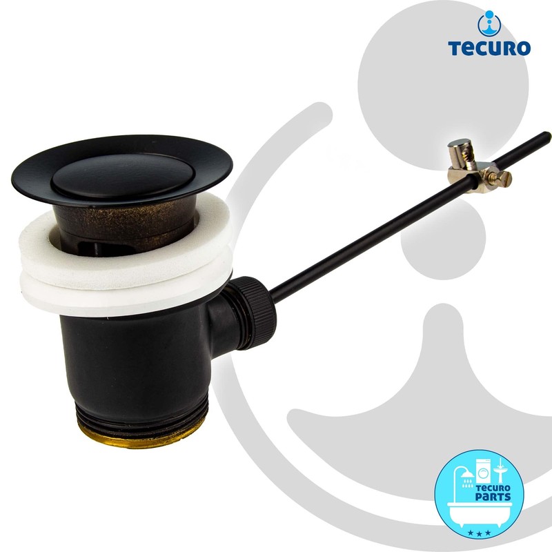 tecuro Eccentric Drain and Overflow Fitting Brass Matt Black for