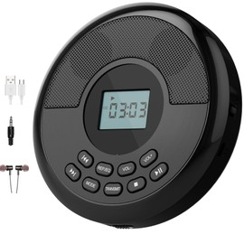 Portable CD Player, Rechargeable Walkman with Bluetooth, Support Random/Repeat/EQ Adjustment,with Headphones and Anti-Skip Protection, LCD Display,for Car and Personal Use
