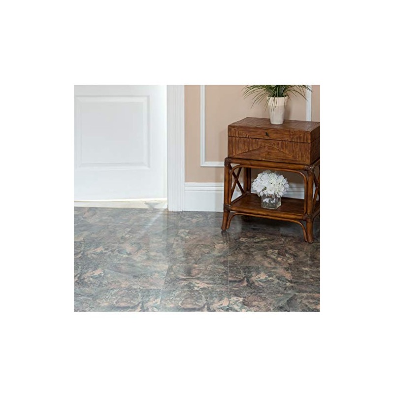 PowerSellerUSA Marble Dark Slate Marble Vinyl Floor Tiles Self Stick