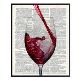 Upcycled Wine Dictionary Wall Art Prints - 8X10 Vintage Unframed Photo - Perfect Gift for Game Room, Bar, or Man Cave Decor