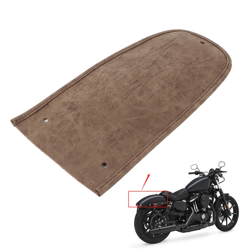 Motorcycle Fender Bib Cover Artificial Leather Decorative Pad Flame Pattern
