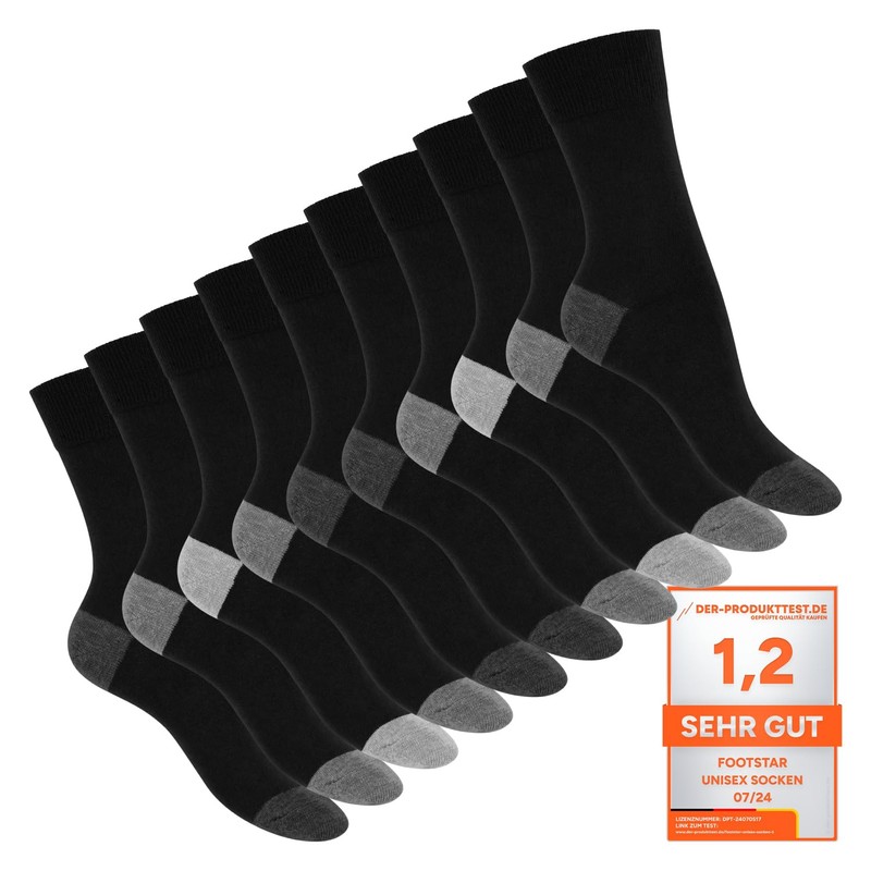 Footstar Cotton Socks Women’s and Men’s (10 Pairs) with Offset