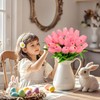 Tulipanes Artificiales, 24Pcs Flores Artificiales Decoracion Con Pegamento