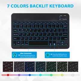 FunYaung Backlit Keyboard Case for Fire HD 10/10 Plus Tablet (2021 Release, 11th & 2023 Release, 13th) 10.1 inch, Slim Cover with 7 Colors Light Wireless Detachable Backlit Keyboard