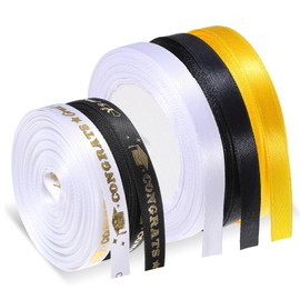 5 Rolls Graduation Ribbon Congrats Grad Ribbon Class of 2025 Ribbons Congrats Grad Satin Ribbons for Gift Wrapping Graduation Party Decorations DIY Crafts