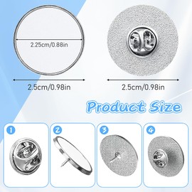 100 Pcs Sublimation Blank Buttons Pins Bulk, 2.5 cm DIY Button Badge Kit, Round Silver Aluminum Sheet with Butterfly Pin Back for DIY Craft Lapel Jewelry Making School Supplies