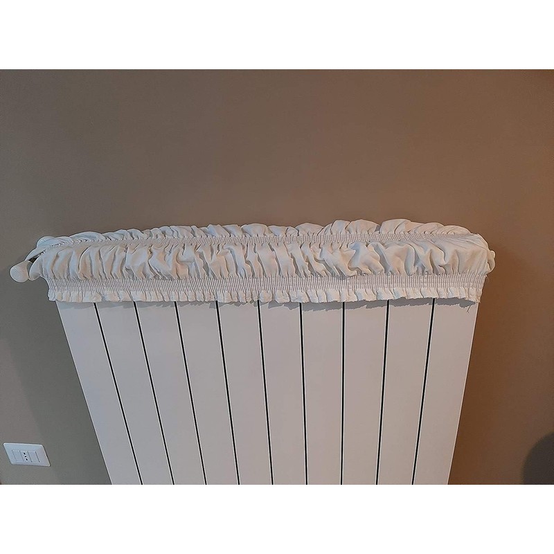 l&j Radiator Cover Elastic Adjustable Modern White Washable Fabric with