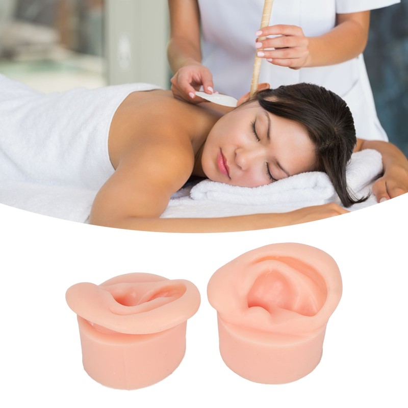 1 Pair Piercing Practice Ear Model Novice Soft Silicone Flexible