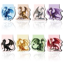 Cool Dragon Magnetic Bookmarks: 8 Pcs Powerful Dragon with Wings Magnet Book Markers, Unique Book Mark Clips Gift for Men, Gifts for Men Boys Kids Book Lovers Office School Supplies