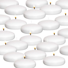 Royal Imports White Floating Candles 3" - Made in USA Pack of 24 Unscented Dripless Wax Discs - 10 Hour Burn Time - Centerpieces, Weddings, Events, Home Décor