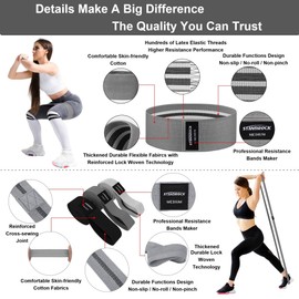 STANDROCK Juego de bandas de resistencia, bandas de resistencia para piernas y glúteos, 3 niveles, bandas de ejercicio antideslizantes y elásticas para piernas de cuerpo completo, glúteos, glúteos, 6 paquetes