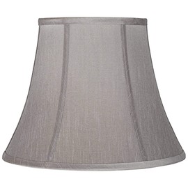 Pewter Gray Medium Bell Lamp Shade 8" Top x 14" Bottom x 11" Slant x 10.5" High (Spider) Replacement with Harp and Finial - Brentwood