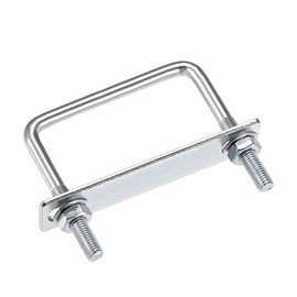 sourcing map Set of 2 M8 square U-bolts, square U-bolts, 3-5/8 inch (92 mm) with nut frame and fasteners, carbon steel
