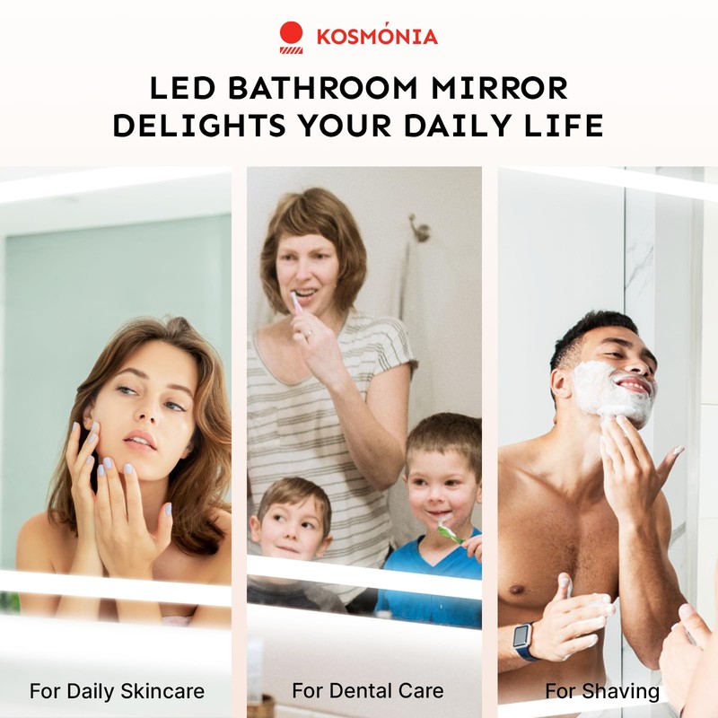 24x32 LED Bathroom Mirror with Lights – Anti-Fog, Dimmable, Backlit