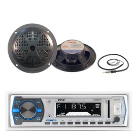 Jensen Pyle Bluetooth Marine Receiver, 2x 5.25'' 100W Black Speakers, Antenna