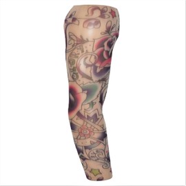 Fake Tattoo Sleeve Adults Halloween Wearable Arm Cover Prank Temporary Body Art Fancy Dress Costume Love and War (T84)