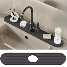 Stone Drying Mat for Kitchen Counter,Diatomite Fast Drying Stone Sink Tray, Super Absorbent, Prevents Moisture Buildup, Kitchen Sink Splash Guard (Dark Grey, 17.7"x3.9”x0.5“)