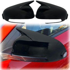 MUXEE Side Mirror Cover,for Hyundai Kona 2018 2019 2020 2021 2022 2023，Turn Signal housing Cover Sets car Accessories -Bright Black（with Turn Signal Cutout）