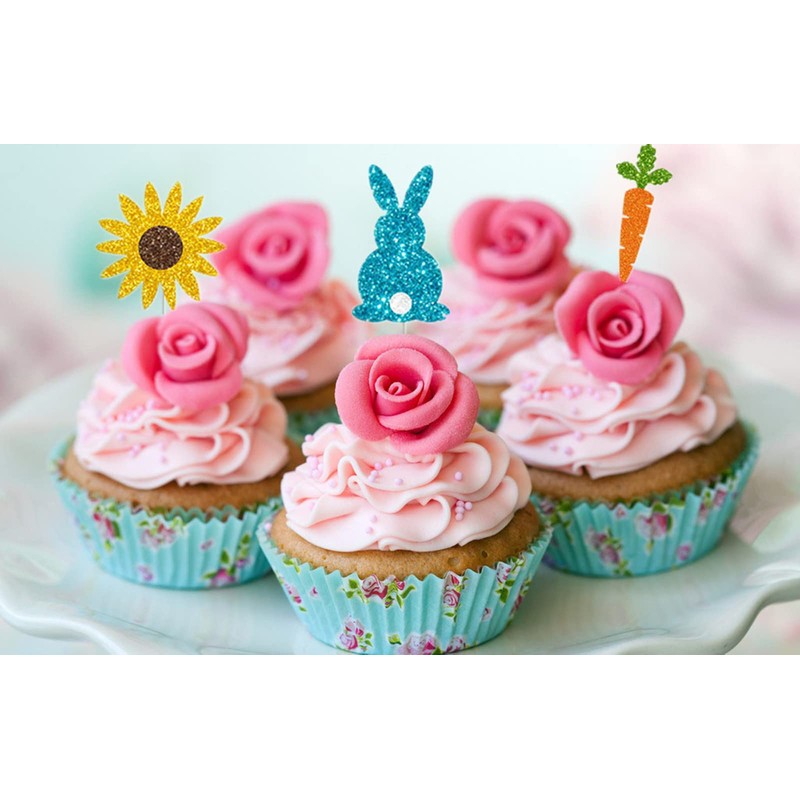 AVMBC Easter Cupcake Toppers Bunny Cupcake Toppers Carrot Cupcake Toppers