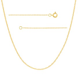 JEWELHEART 14K and 10K Real Gold Twisted Necklace For Women - 2.2mm Diamond Cut Braided Chain Link Necklace - Dainty Yellow Gold Pendant Necklace with Lobster Clasp 14" 16" 18" 20" 22" 24", 16 inches