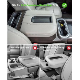 INTGET Center Console Cover for Chevy Silverado & GMC Sierra Accessories 2019 2020 2021 2022 2023 2024 2025 Leather Armrest Lid Arm Rest Box Protector (Black Pad, Bucket Seat 19-25)