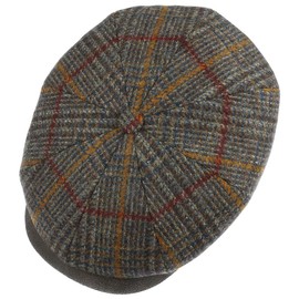 Stetson Hatteras Minto Flat Cap - Peaked Cap with Checked Pattern - Wool Cap with Ear Flaps - Made in Germany - Men - Autumn/Winter, brown-mottled, S