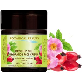Botanical Beauty ROSEHIP OIL HYDRATION FACE CREAM. For Normal - Dry - Sensitive Skin. Moisturized and nourished 4 Fl. oz. - 120 ml.
