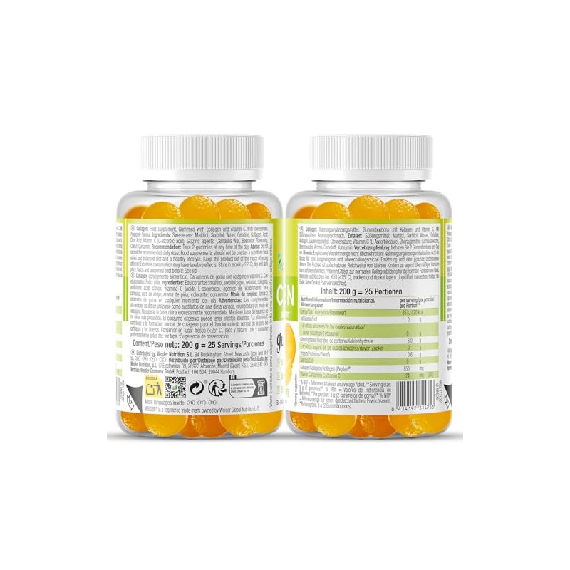 Weider Collagen Gummies (50 Gummies) Pineapple Flavour, Sugar-Free