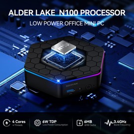 SOAYAN Mini PC, 12th Alder Lake N100 Linux Mini Computer (up to 3.4GHz), 16GB DDR4 RAM 512GB SSD Small Desktop Computer WiFi 6/4K Dual Display/USB3.2/BT5.2/Gigabit Ethernet for Home, Office, Business