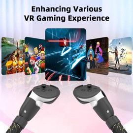 Tyasoleil VR Handle Attachment for Meta Quest 3, Extension Controller Accesories Compatible with Oculus, Gorilla Tag Long Arms Grips, for Beat Saber More Better Experience (Black Gold)