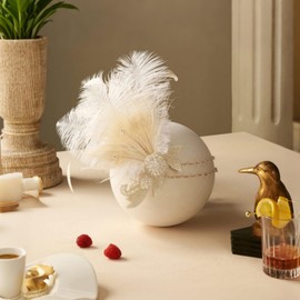 Axvxby 1920s Women's Headbands - Vintage Rhinestone Headband, Gatsby Costume Accessories, Peacock Feather Vintage Hair Bands - Mardi Gras Party, Masquerade Decorations (White, Average Size)