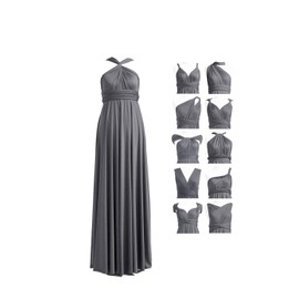 72styles Sleeveless Bridesmaid Convertible Dresses, V-Neck Wedding Evening Long Dress Infinity Maxi Dress Charcoal Grey